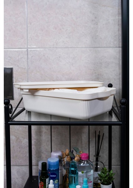 Beyaz 2'li Büyük Dekoratif Saklama Kutusu, Makyaj ve Banyo Düzenleyici fırsatları