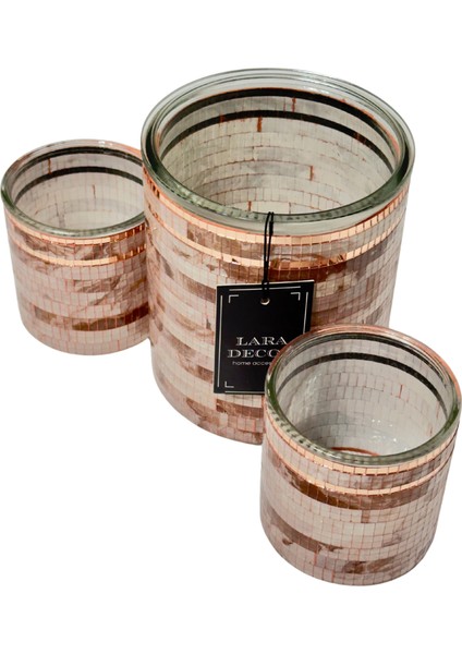 Rose Cam Vazo ve 2'li Mumluk Seti fırsatları