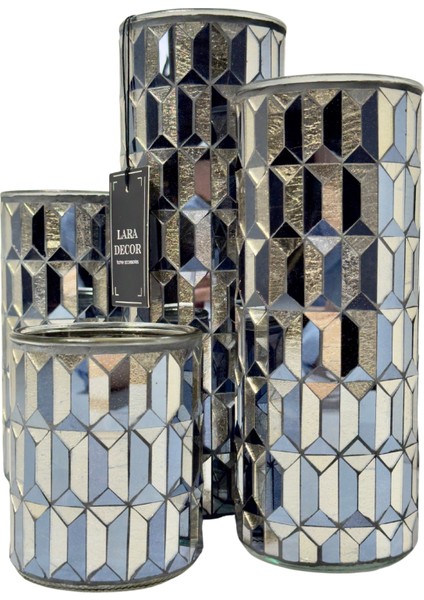 Lacivert Antrasit Aynalı 4'lü Vazo Seti fırsatları