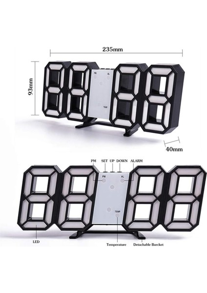 Modern Dijital LED Saat: Masa, Duvar, Takvim, Termometre Özellikleriyle Şık ve Fonksiyonel