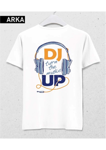 Dj Turn The Music Up T-Shirt – Sesini Aç, Tarzını Göster Beyaz