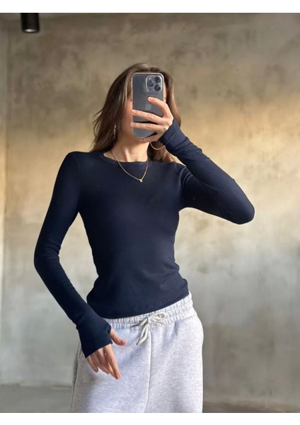 Parmak Geçmeli Buzi Body - Lacivert