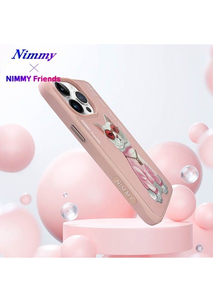 iPhone 15 Pro Uyumlu 3D Gözlük Zincir White Kedi Nakış İşlemeli Kabartmalı Cool Glasses Kılıf