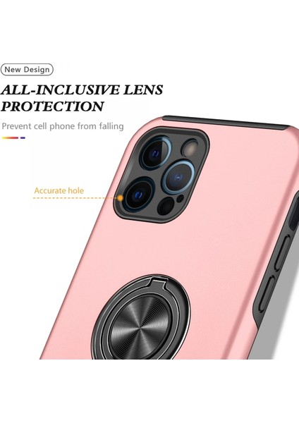 Iphone 12 Pro Kılıf Elit Yüzüklü Kapak - Pembe Drstr
