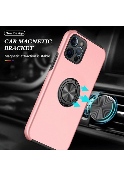 Iphone 12 Pro Kılıf Elit Yüzüklü Kapak - Pembe Drstr