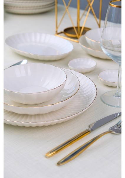 Bone Luz Form Yemek Takımı Altın 32 Parça 6 Kişilik