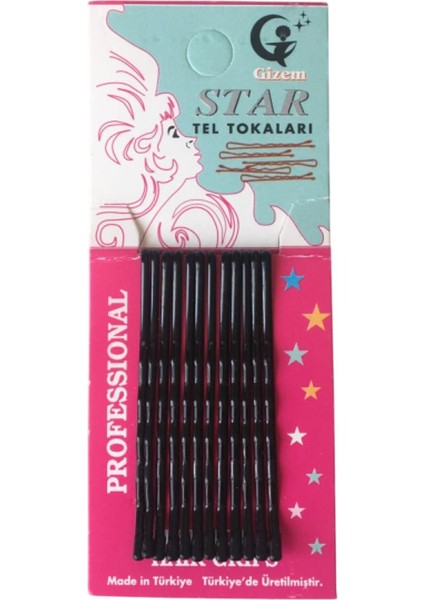 Professional Star Tel Toka (Firkete) Ucu Topuzlu Siyah Renk 12 Adet modelleri