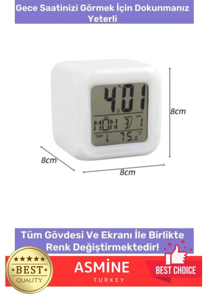 Renkli Dijital Takvimli Termometreli Çok Fonksiyonlu Saat modelleri