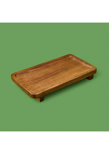 Ayaklı Sunumluk - Kahverengi - 26X14 cm