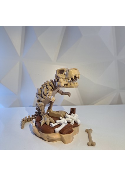 T-Rex Fosil Figürü – Kemik Detaylı Zeminli Koleksiyon Modeli