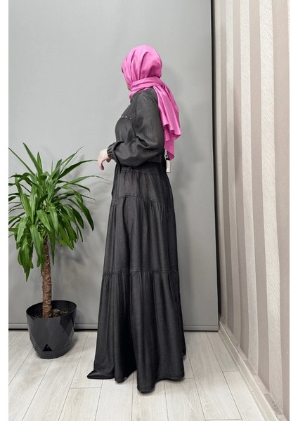 Çıtçıtlı Tensel Kot Elbise Gri 37842 fiyatları