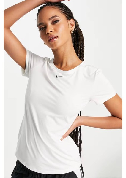 Dri Fit Training One Slim Tshirt White Kadın Antreman Tişörtü Beyaz