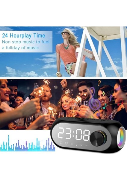 Renkli Çok Fonksiyonlu Dijital Masa Saati, Hoparlör, Rgb, Fm, Alarm Özellikleri