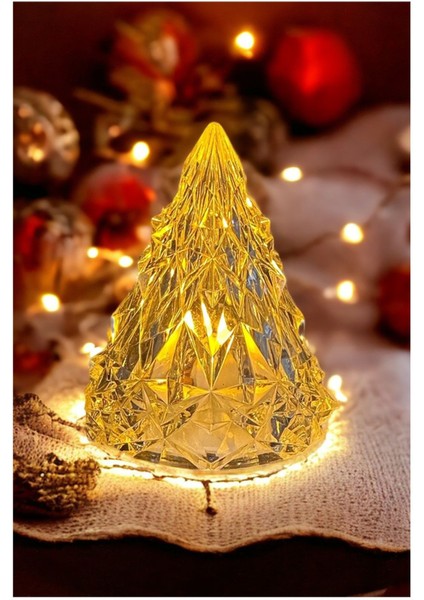 Yapay Çam Ağacı LED Işık Abajur, Mum Alevli, Yılbaşı ve Dekorasyon Için 1 Adet