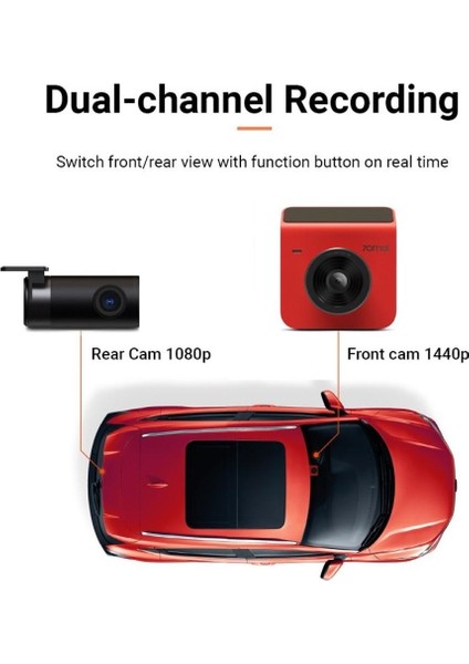 70MAI A400 Dashcam 1440P Quad Hd 2k 145° Açılı Gece Görüşlü Araç Kamerası Kırmızı modelleri