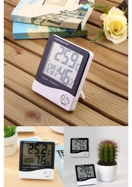 Dijital Termometre Nem Ölçer Duvar ve Masa Tipi, LCD Ekran, Beyaz modelleri