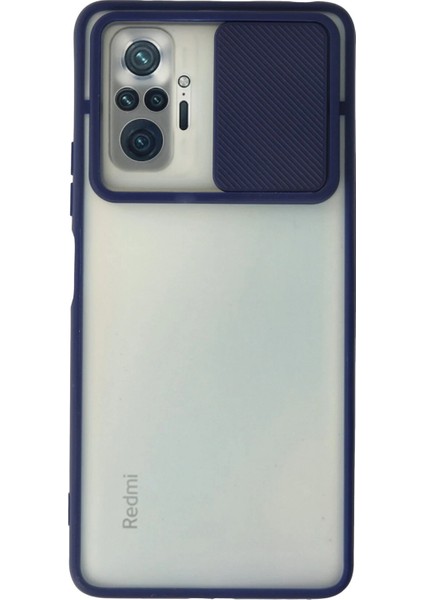 Xiaomi Redmi Note 10 Pro Kılıf Palm Buzlu Kamera Sürgülü Silikon - Lacivert Drstr