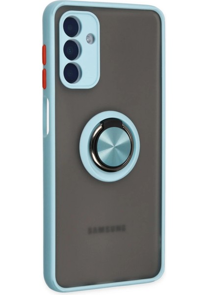 Samsung Galaxy A04S Kılıf Montreal Yüzüklü Silikon Kapak - Buz Mavi Drstr