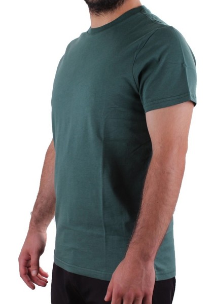 2300 Yeşil Günlük Pamuklu Basıc Bisiklet Yaka Erkek Tişört modelleri