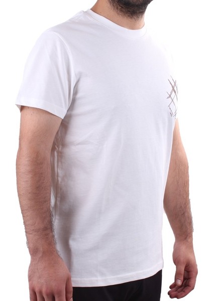 2319 Ekru Günlük Pamuklu Bisiklet Yaka Erkek Tişört