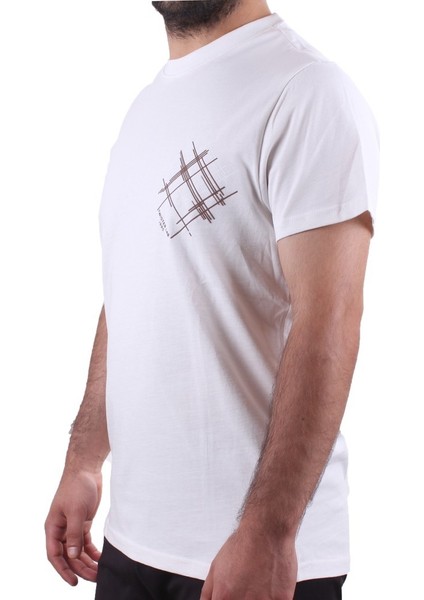 2319 Ekru Günlük Pamuklu Bisiklet Yaka Erkek Tişört modelleri