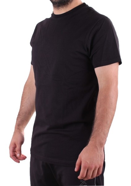 2300 Siyah Günlük Pamuklu Basıc Bisiklet Yaka Erkek Tişört modelleri