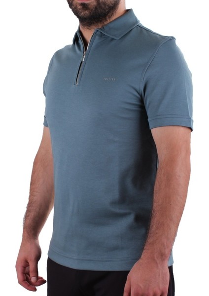 Twister 2298 Yeşil Günlük Kısa Kol Normal Kesim Pamuklu Fermuarlı Polo Yaka Erkek Tişört modelleri