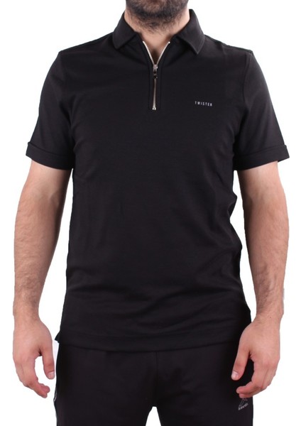 Twister 2298 Siyah Günlük Kısa Kol Normal Kesim Pamuklu Fermuarlı Polo Yaka Erkek Tişört fiyatları