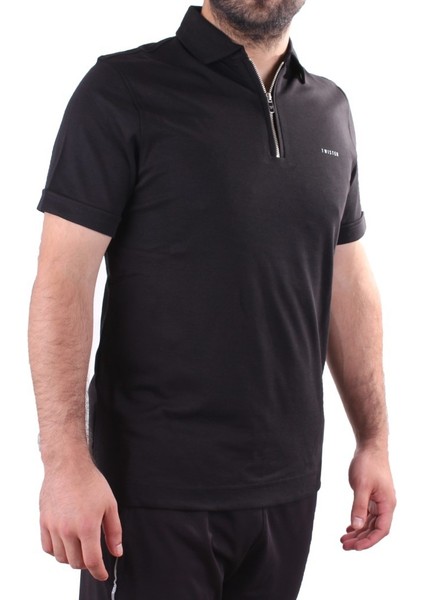 Twister 2298 Siyah Günlük Kısa Kol Normal Kesim Pamuklu Fermuarlı Polo Yaka Erkek Tişört modelleri