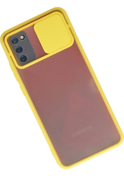 Samsung Galaxy A02S Kılıf Palm Buzlu Kamera Sürgülü Silikon - Sarı Drstr fiyatları