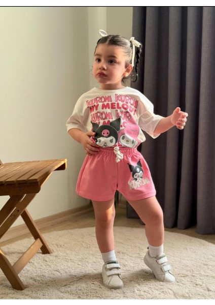 Kız Çocuk Kuromi Baskılı Şortlu Pamuklu 2li Takım fiyatları