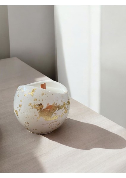 Şık Altın Yaldızlı Seramik Mum ve Kase Seti, Zarif Dekoratif Parça modelleri