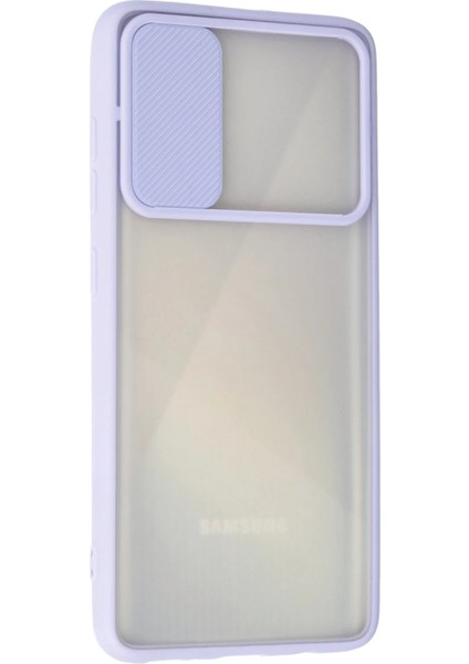 Samsung Galaxy A71 Kılıf Palm Buzlu Kamera Sürgülü Silikon - Lila Drstr modelleri