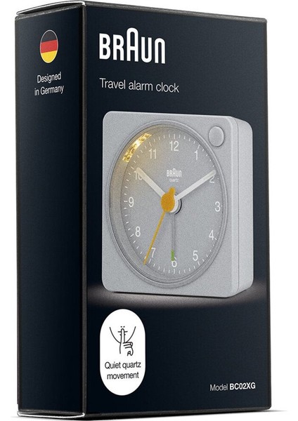 Gri Klasik Seyahat Analog Masa Saati, Alarm Özellikli, Şık ve Kullanışlı Tasarım