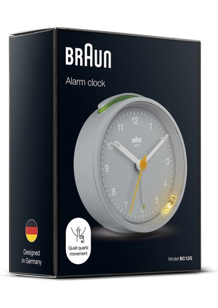 Gri Klasik Analog Masa Saati, Alarm Fonksiyonlu, Şık ve Kullanışlı Tasarım