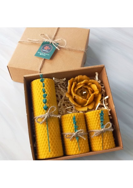Lavanta ve Gül Temalı Doğal Balmumu Mum Seti, Şık ve Hoş Kokulu Aydınlatma Sağlar. modelleri