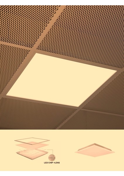 T24 Line IN-60CM X60CM Sıva Altı LED Panel, Taş Yünü Asma Tavan LED , Gün Işığı 4000K, Kare Backlight