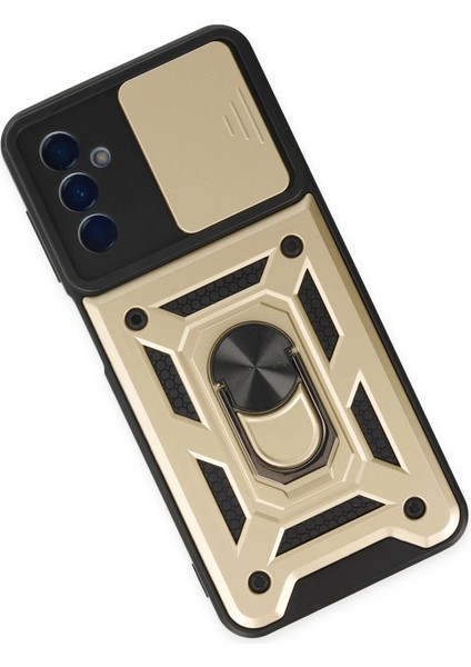 Samsung Galaxy A04S Kılıf Pars Lens Yüzüklü Silikon - Gold Drstr