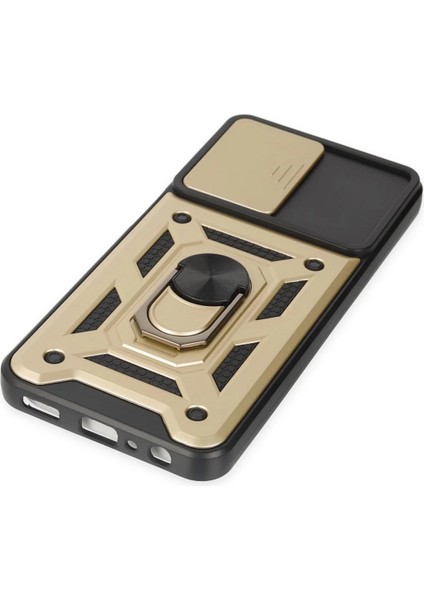 Samsung Galaxy A04S Kılıf Pars Lens Yüzüklü Silikon - Gold Drstr