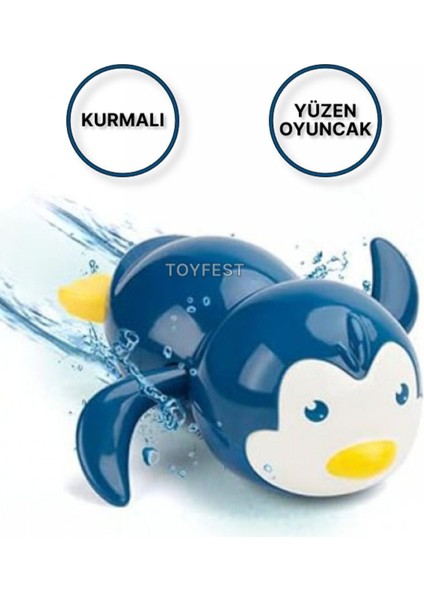 Kurmalı Yüzen Penguen Oyuncak, Banyo ve Havuz Için Eğlenceli Mavi Seçenek fiyatları