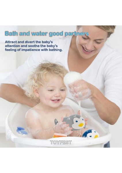 Kurmalı Yüzen Penguen Oyuncak, Banyo ve Havuz Için Eğlenceli Mavi Seçenek modelleri