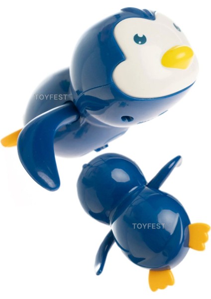 Kurmalı Yüzen Penguen Oyuncak, Banyo ve Havuz Için Eğlenceli Mavi Seçenek