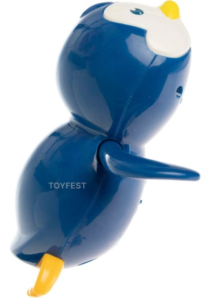 Kurmalı Yüzen Penguen Oyuncak, Banyo ve Havuz Için Eğlenceli Mavi Seçenek