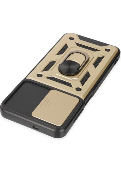 Samsung Galaxy A04S Kılıf Pars Lens Yüzüklü Silikon - Gold Drstr