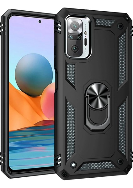 Xiaomi Redmi Note 10 Pro Kılıf Sofya Yüzüklü Silikon Kapak - Siyah Drstr