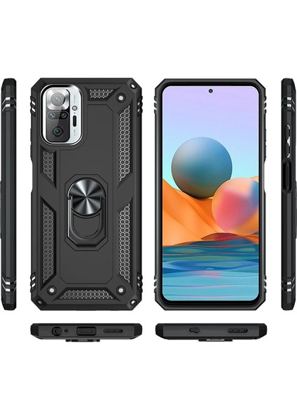 Xiaomi Redmi Note 10 Pro Kılıf Sofya Yüzüklü Silikon Kapak - Siyah Drstr