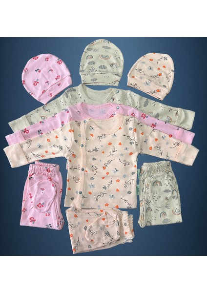 Desenli Patikli 3'lü 3 Adet Set 3 Farklı Renk Yenidoğan Kız 0-3 Ay Hastane Çıkışı