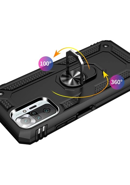 Xiaomi Redmi Note 10 Pro Kılıf Sofya Yüzüklü Silikon Kapak - Siyah Drstr