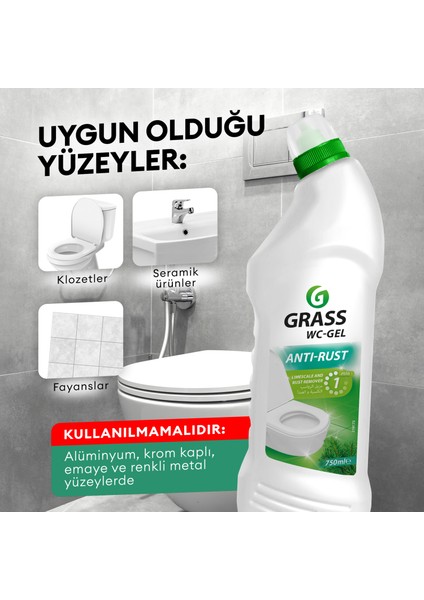 Wc- Gel Konsantre - Kireç & Sarı Leke Çözücü - Ekonomik Kullanım - Hoş Kokulu - 750 ml modelleri
