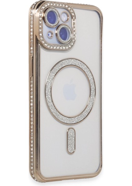 Iphone 15 Kılıf Joke Simli Magneticsafe Kılıf - Gold Drstr
